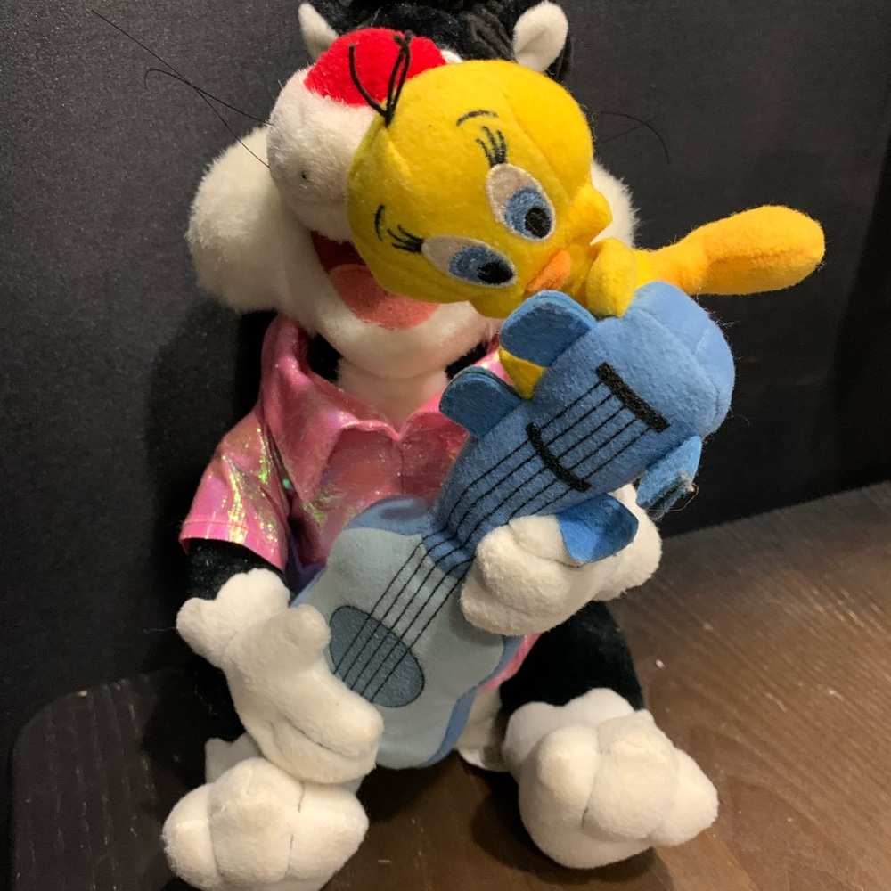1999 ANIMATED SYLVESTER & TWEETY PLUSH DOLL ELVIS FIGURES SINGS ALL SHOOK UP